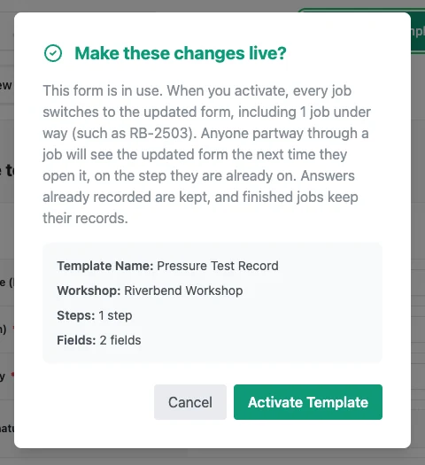 Confirming the activation