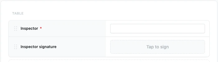 The signature row on the form